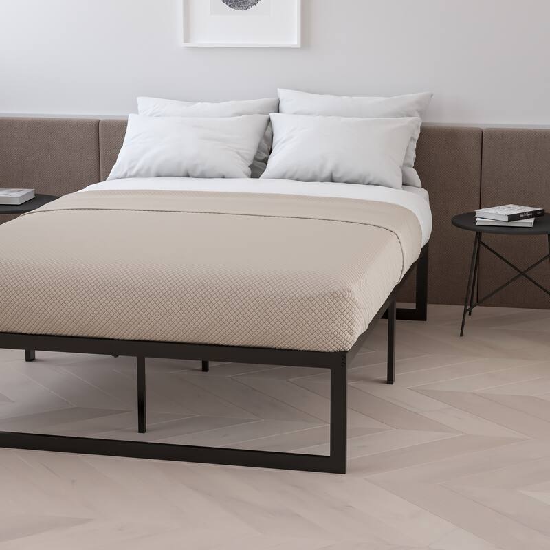 14 Inch Metal Platform Bed Frame/Steel Slat Support/No Box Spring Needed