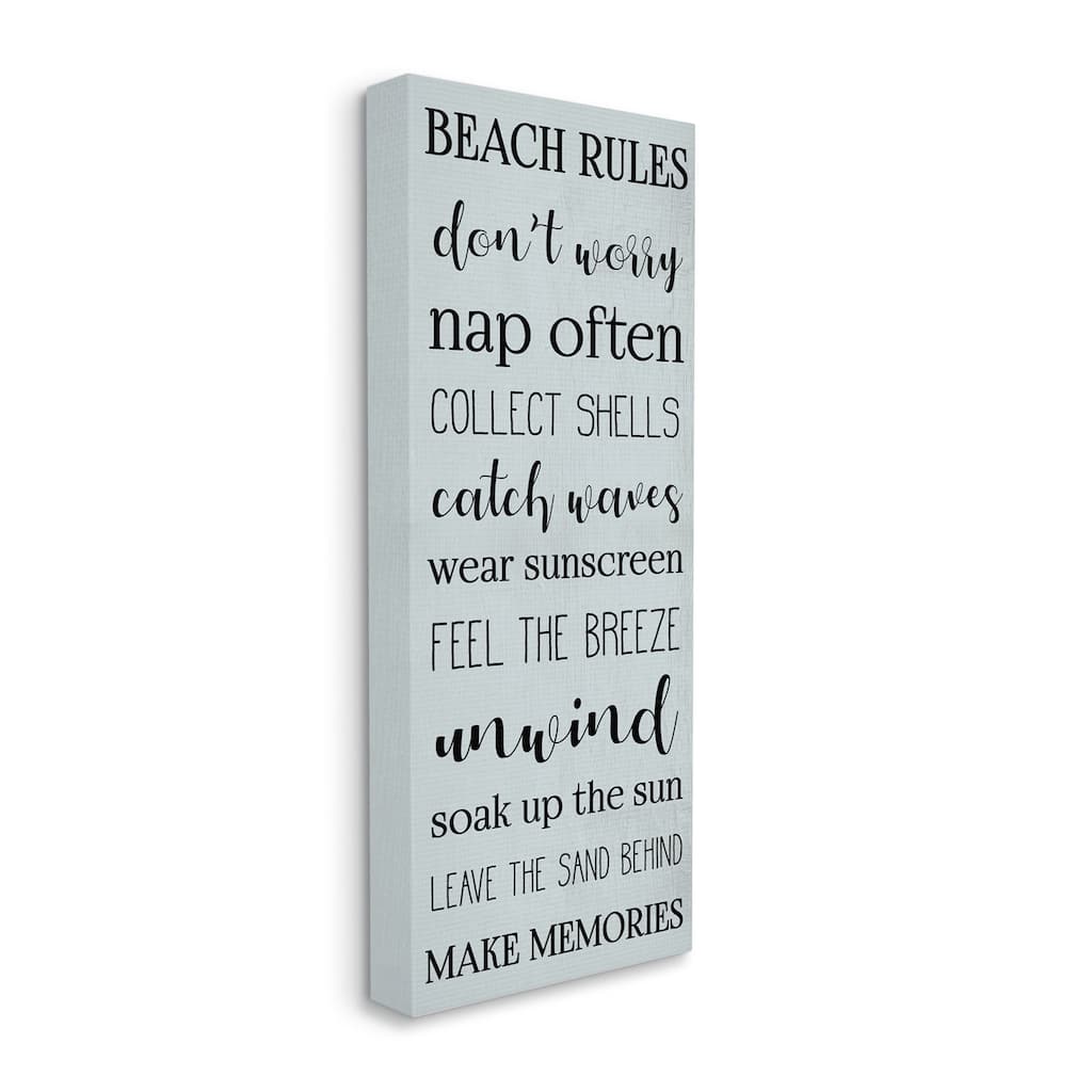 Stupell Beach Rules Sign Coastal Relaxation List Blue Canvas Wall Art