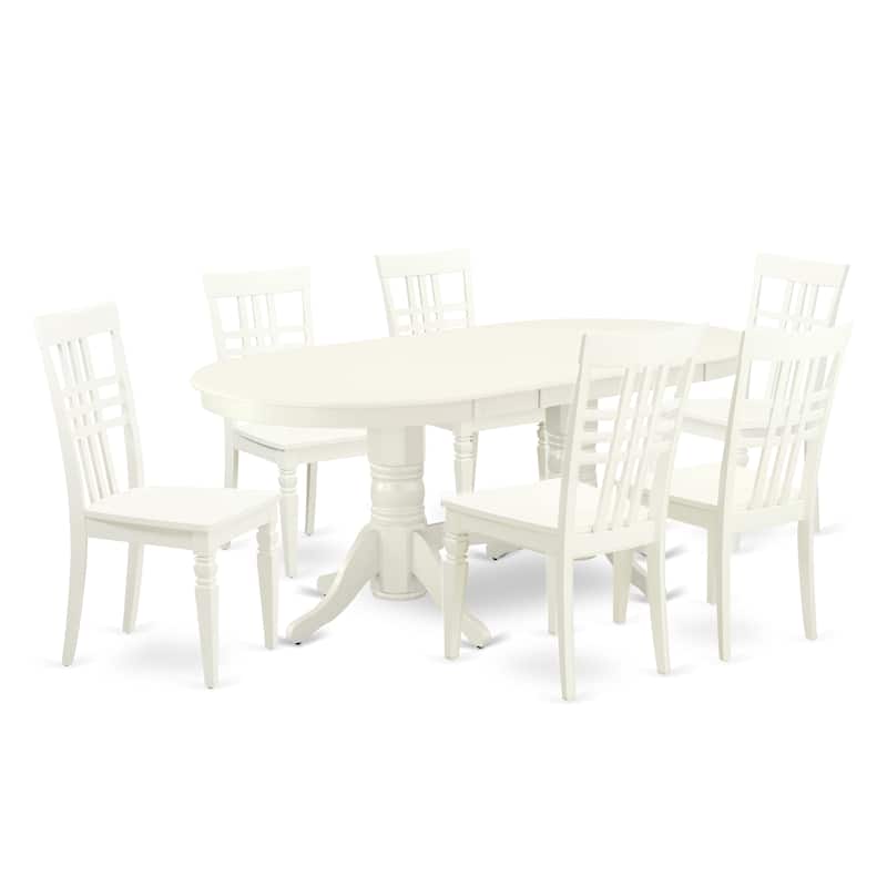 East West Furniture Dining Table Set- an Oval Kitchen Table and Dining Chairs, Linen White(Pieces Options)