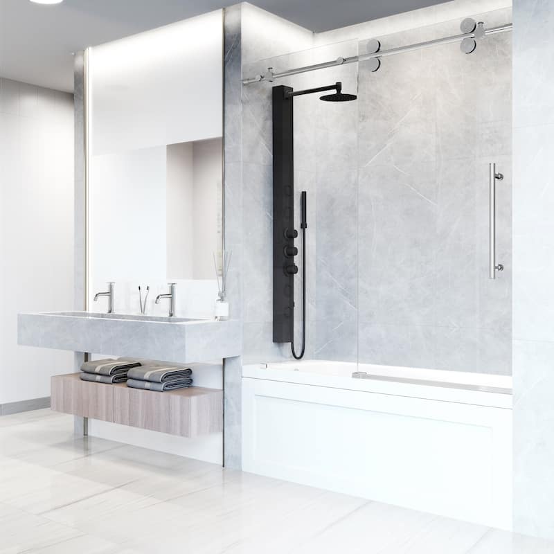 VIGO Elan 56" to 60" W x 66" H Frameless Sliding Tub Door