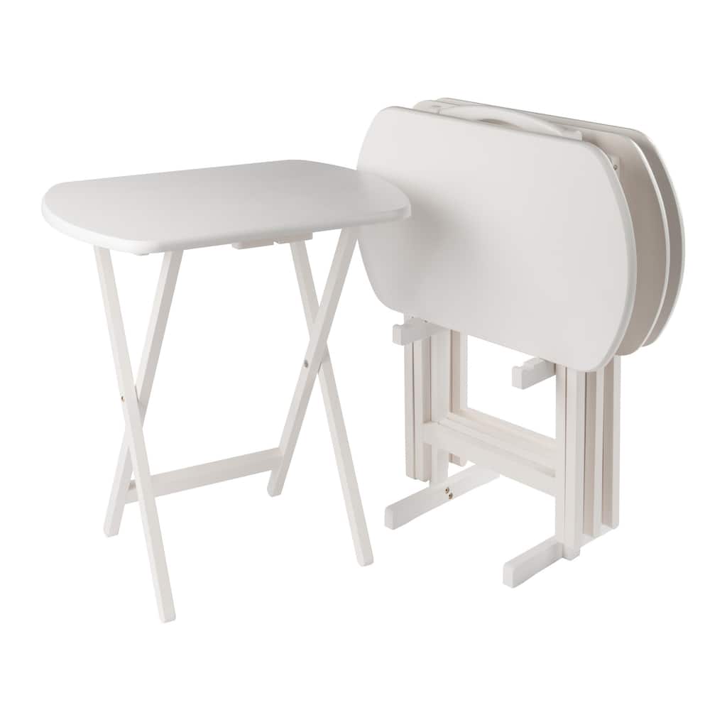 Corbett 4 Snack Tables with Stand White Finish