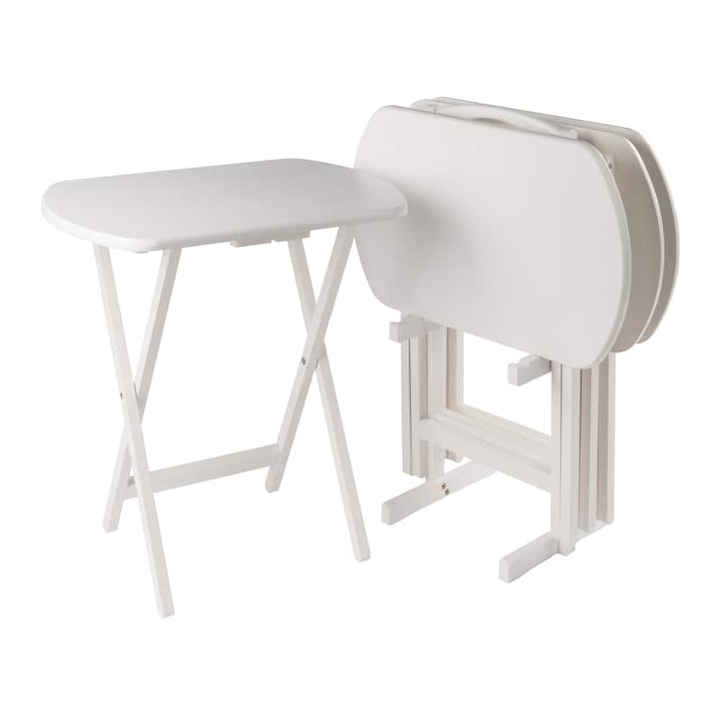 Corbett 4 Snack Tables with Stand White Finish