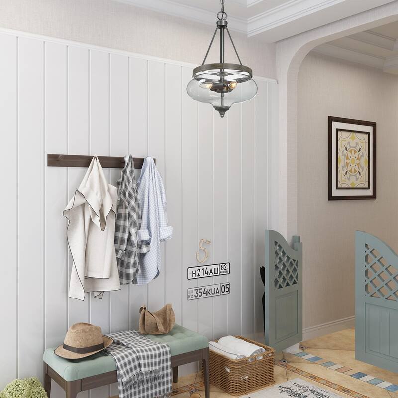 Farmhouse 3-light Glass Ceiling Pendant Lights Chandeliers for Kitchen Island Dining, Living Room