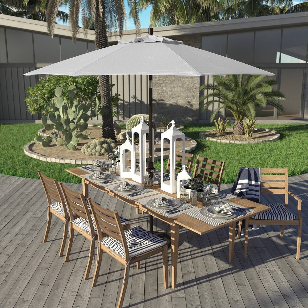 California Umbrella 9' Rd Golden State Series Patio Umbrella Bronze Aluminum Frame Crank Lift Collar Tilt Olefin Royal Blue
