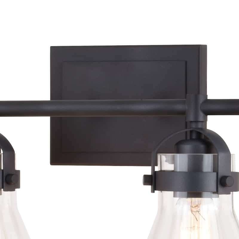 Mason Farmhouse Black Bathroom Vanity Light Fixture Clear Glass