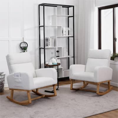 HOMYKA 28" Wide Rocking Chair for Nursery with Solid Wood Leg Set of 2
