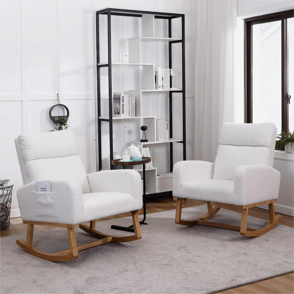 HOMYKA 28" Wide Rocking Chair for Nursery with Solid Wood Leg Set of 2