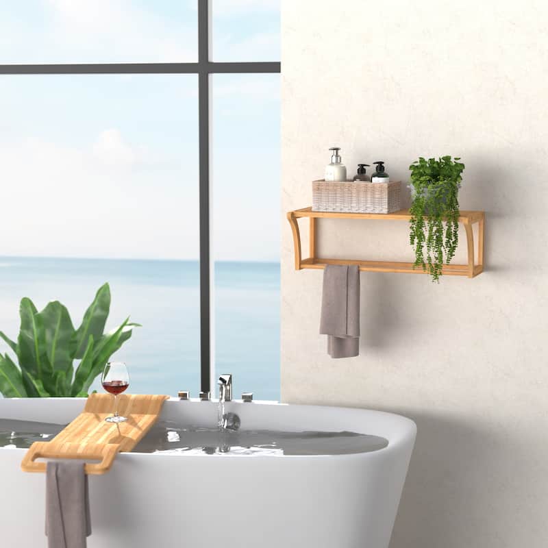 ClosetMaid Bamboo Wall Shelf with Towel Rod