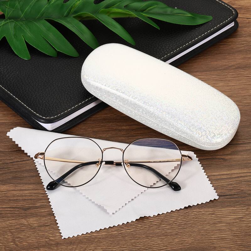 Glasses Case Hard Shell, Eyeglass Case Eye Glasses Case Sparkle for Women, White