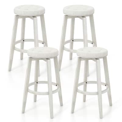 Gymax Set of 4 Swivel Bar Stools 30'' Bar Height Upholstered Seats
