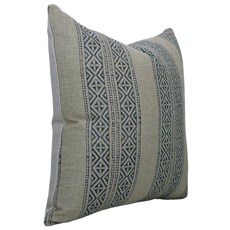 Linen Farmhouse Block print pillow Cover - Kaju Katli