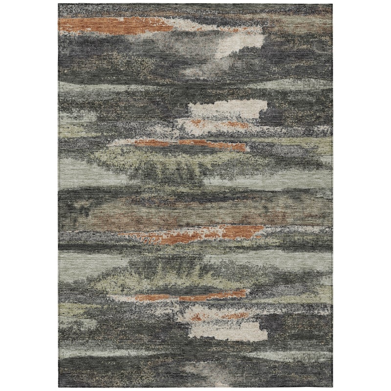 Machine Washable Indoor/ Outdoor Abstract Modern Chantille Rug