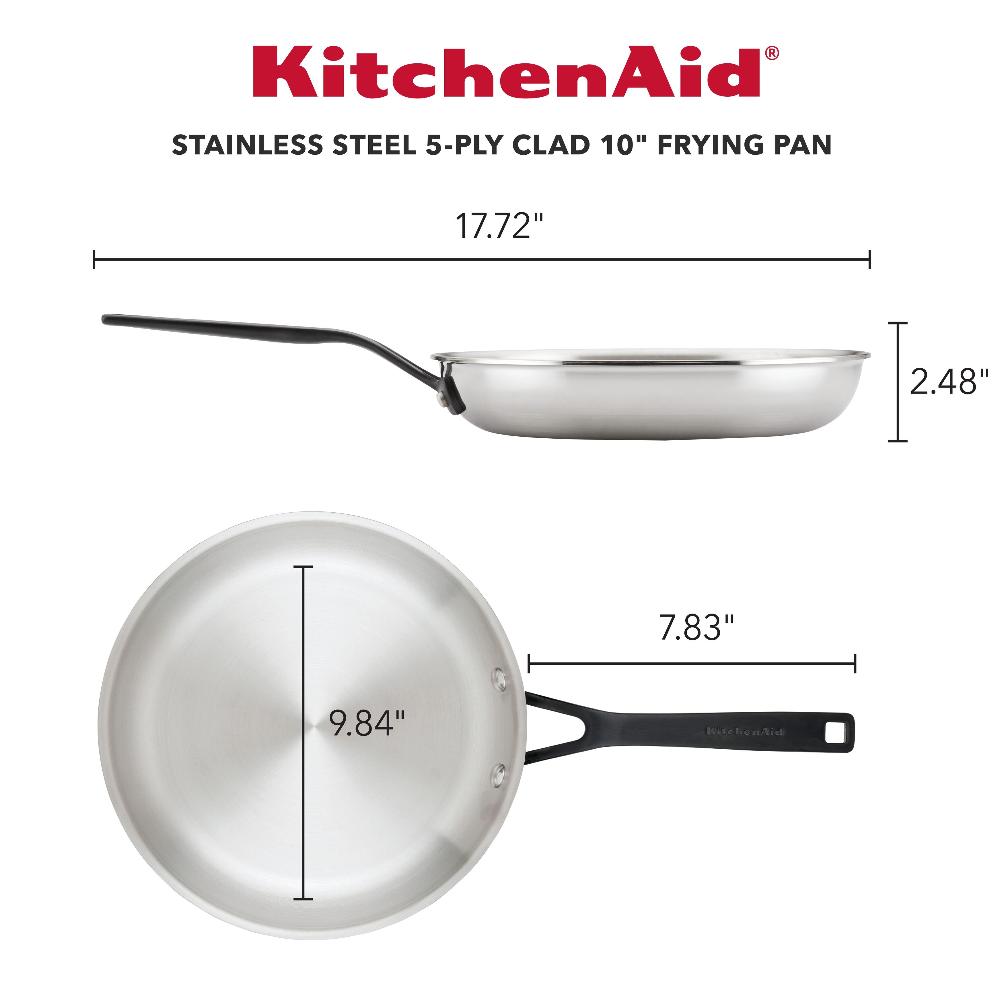 KitchenAid 5-Ply Clad Stainless Steel Induction Frying Pan, 10-Inch,  Polished Stainless Steel - Bed Bath & Beyond - 38077574