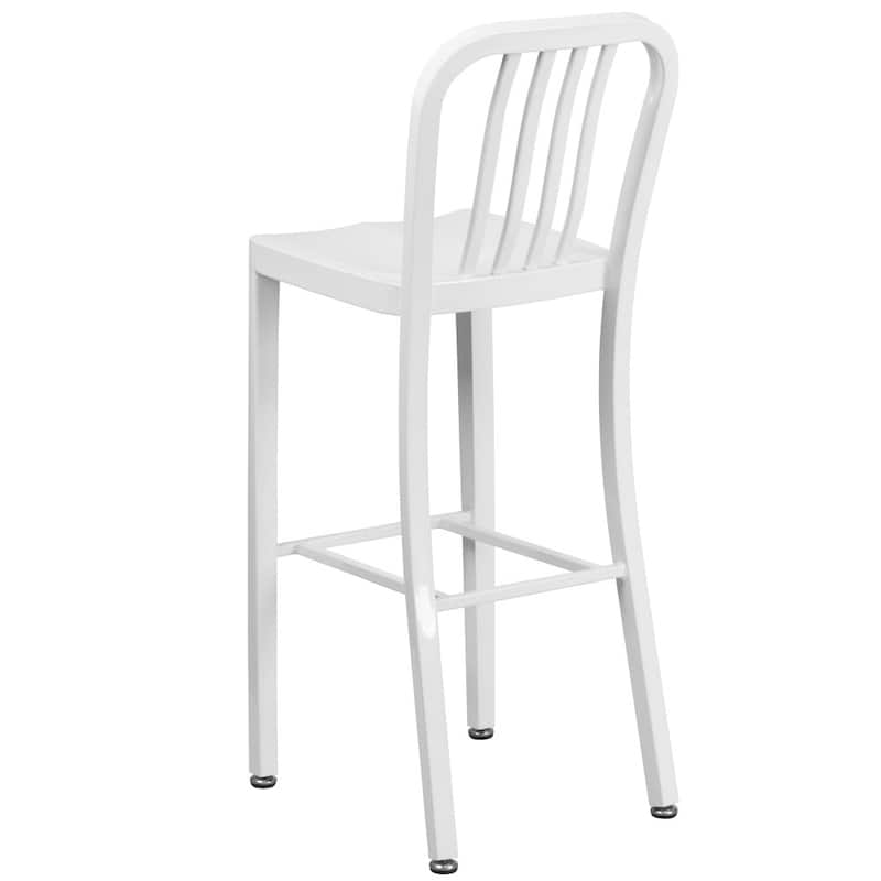 30'' High Metal Indoor-Outdoor Barstool with Vertical Slat Back