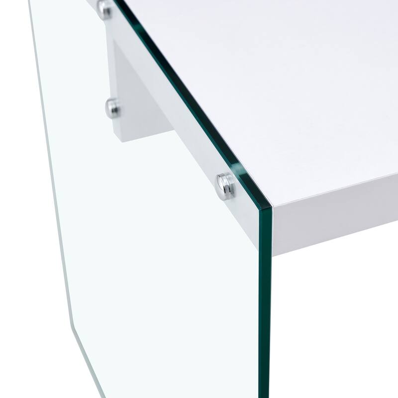 Coffee Table:Made Of Medium Density Fiberboard And Stickers,With Transparent Tempered Glass On Both Sides