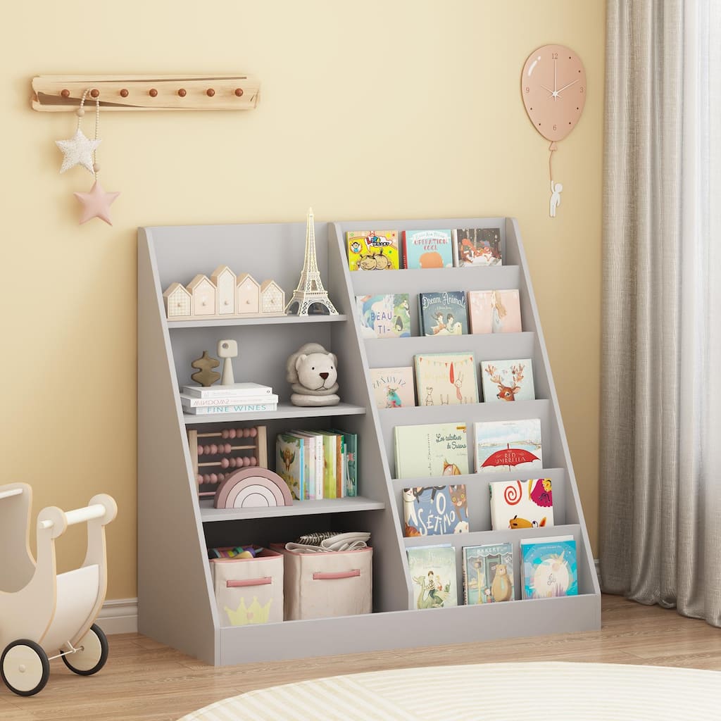 Kids Bookshelf and Toy Storage Organizer