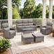preview thumbnail 102 of 187, Outdoor Patio Sofa Swivel Chair with 6-Inch Thick Cushions Set 6PCS Sofa w/ Swivel Chair Table Ottoman - Brwon Wicker Grey Cushion
