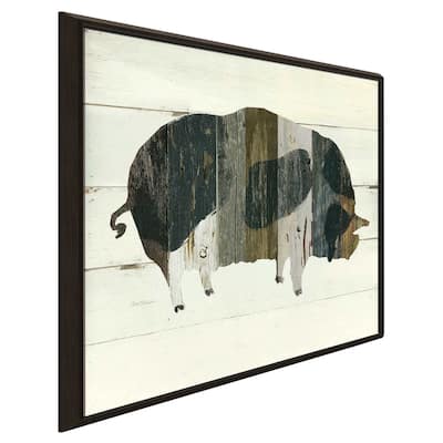 "Woodgrain Pig" by Carol Robinson Print on Floating Canvas
