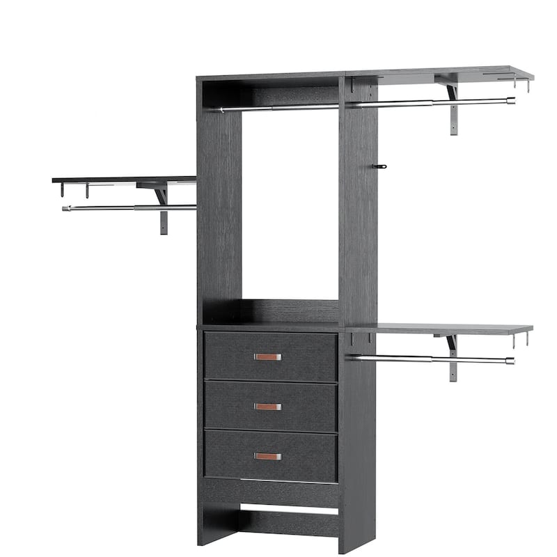 4FT Kid‘s Closet System with Fabric Drawers, DIY Closet Organizer with Adjustable Hanging Rods