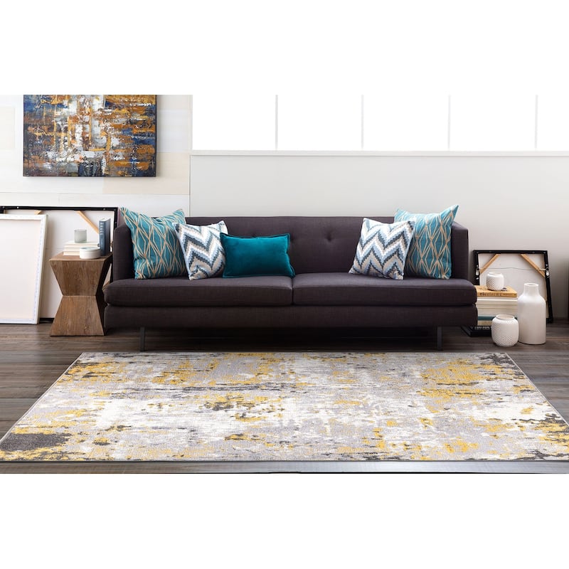 World Rug Gallery Distressed Modern Abstract Area Rug