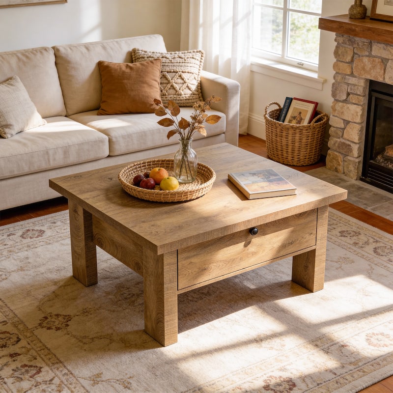 31.5" Square Coffee Table with Storage