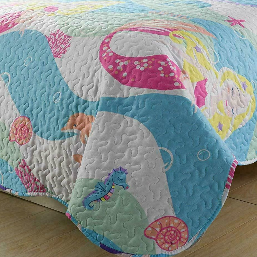 Kids Bedspread Quilts Set for Teens Boys Girls Bedding Set Twin 68 X 86 Blue