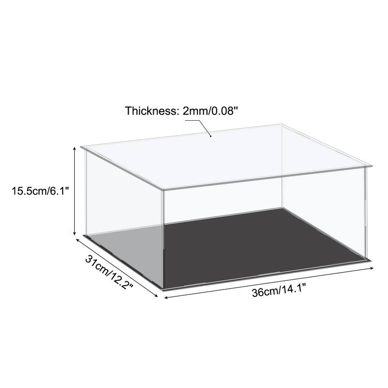 Acrylic Display Case Plastic Box Cube Storage Small Dustproof Showcase - 14.1x12.2x6.1 Inch
