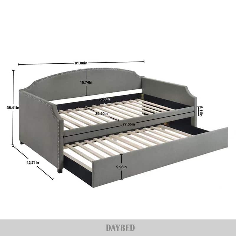 CraftPorch Minimalist Linen Upholstered Twin Daybed with Trundle
