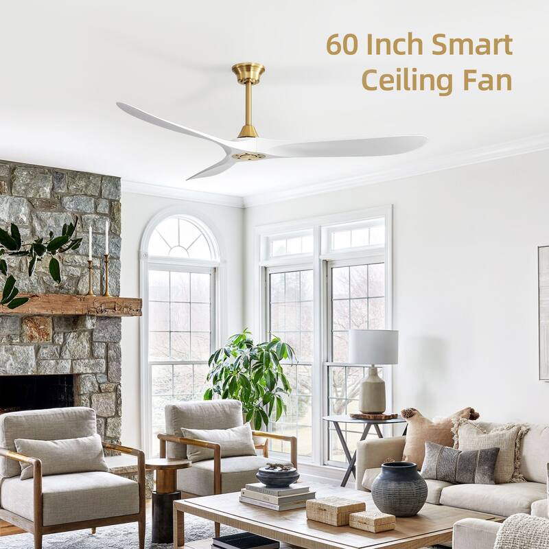 52''/60" Large Ceiling Fan without Lights, Remote Control and Reversible Motor Included, Smart Optinal