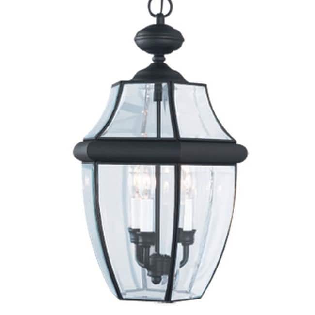 Roseto Coles 3 Light 12" Wide Outdoor Taper Candle Full Sized Pendant - Black
