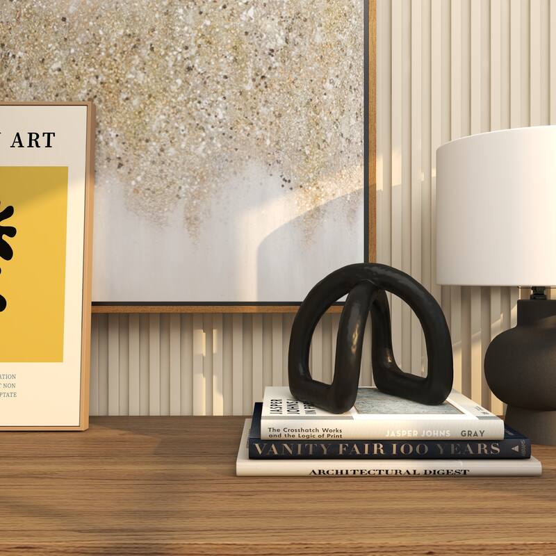 CosmoLiving by Cosmopolitan Black Porcelain Ceramic Arched Abstract Decorative Sculpture