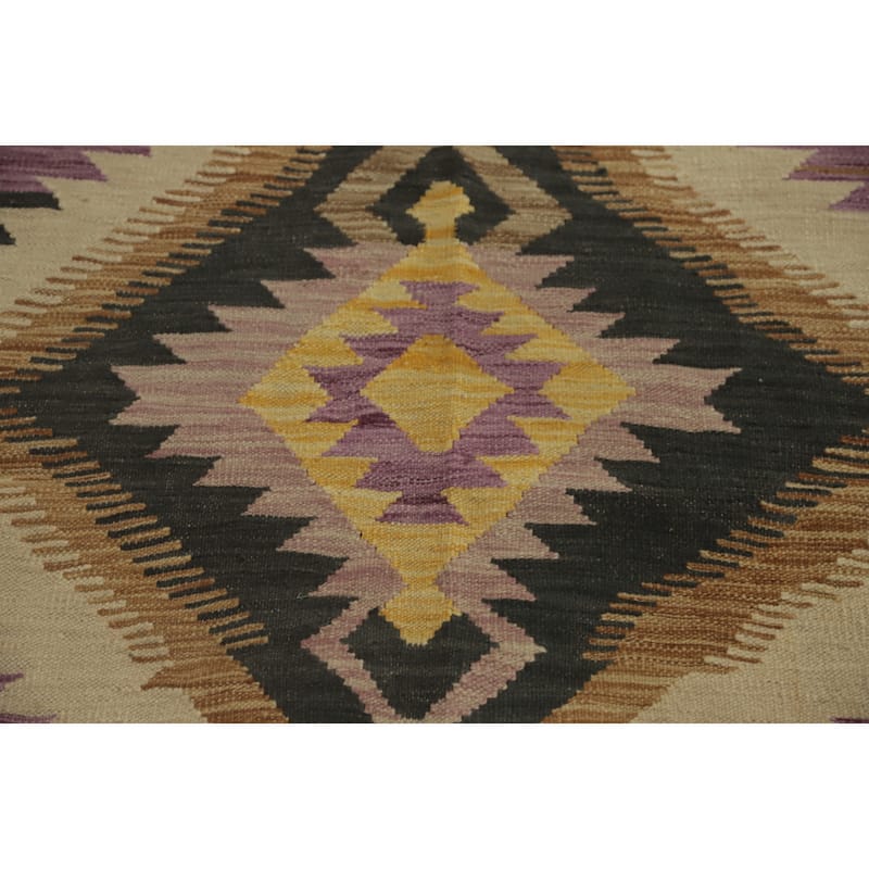 Hand Woven Southwestern Wool Purple Geometric Area Rug - 5' 10'' X 4' 0''