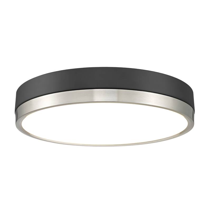 Z-Lite 1006F16-LED Algar 16" Wide LED Flush Mount Drum Ceiling Fixture - Matte Black / Brushed Nickel
