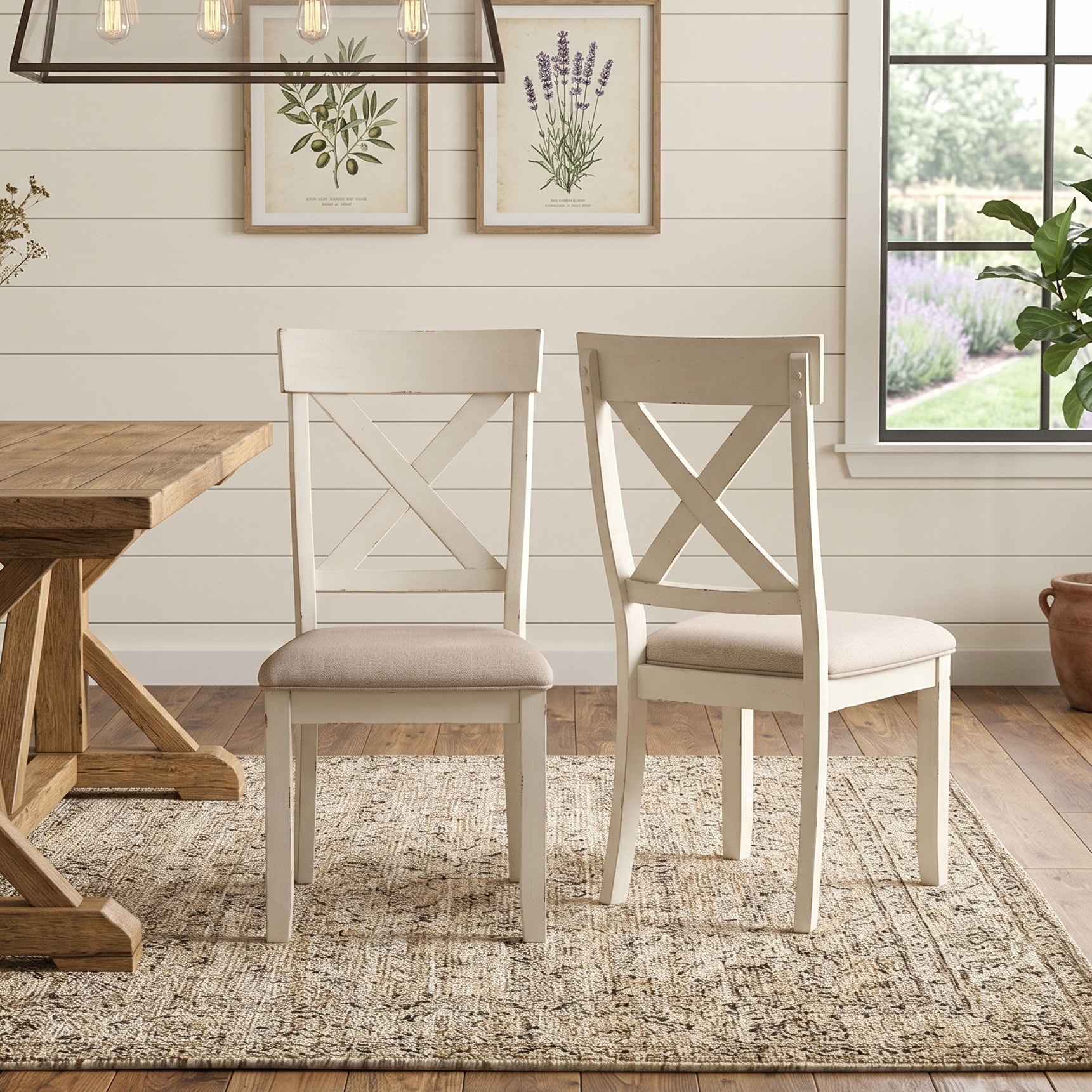 Roundhill Furniture Prato 7-piece Dining Table Set With Cross Back