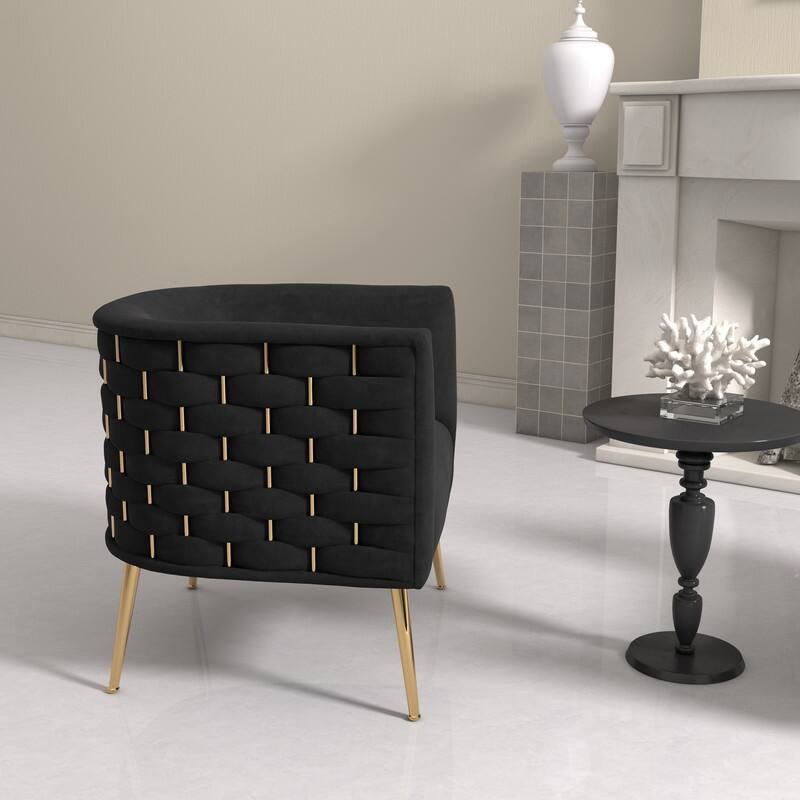 SEYNAR Mid-Century Modern Velvet Round Accent Chair for Living Room
