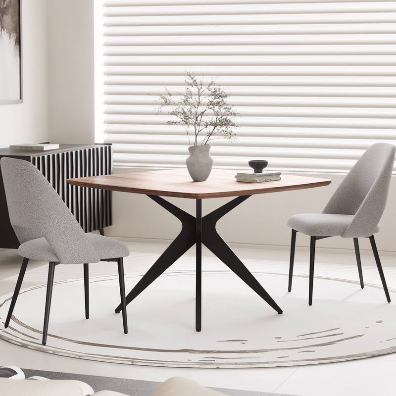 Modern Square Dining Table for 2-4, Small Kitchen Table with Metal Legs