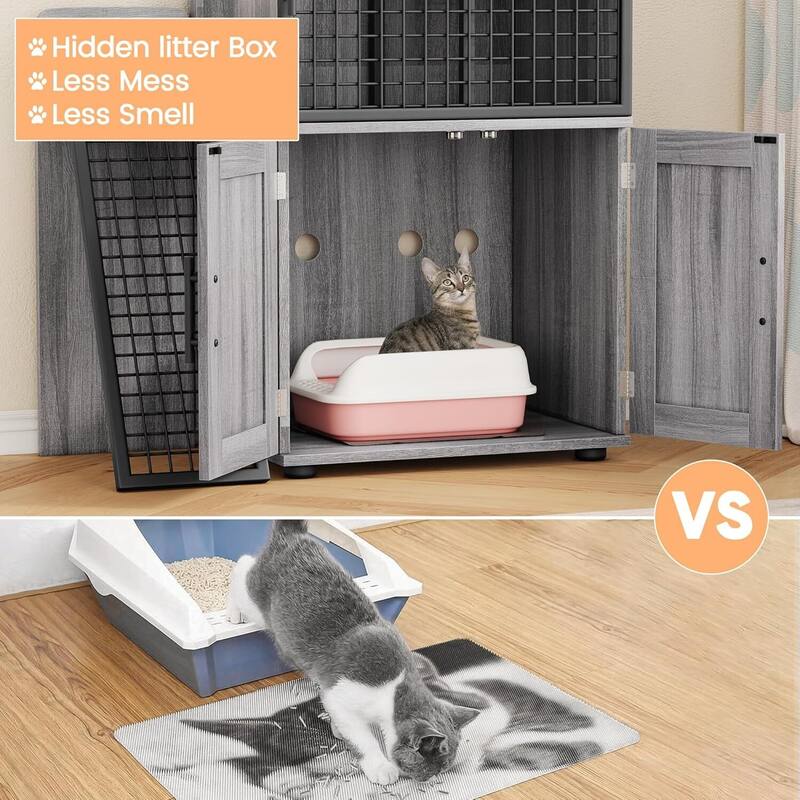 Litter Box Enclosure with Cat House