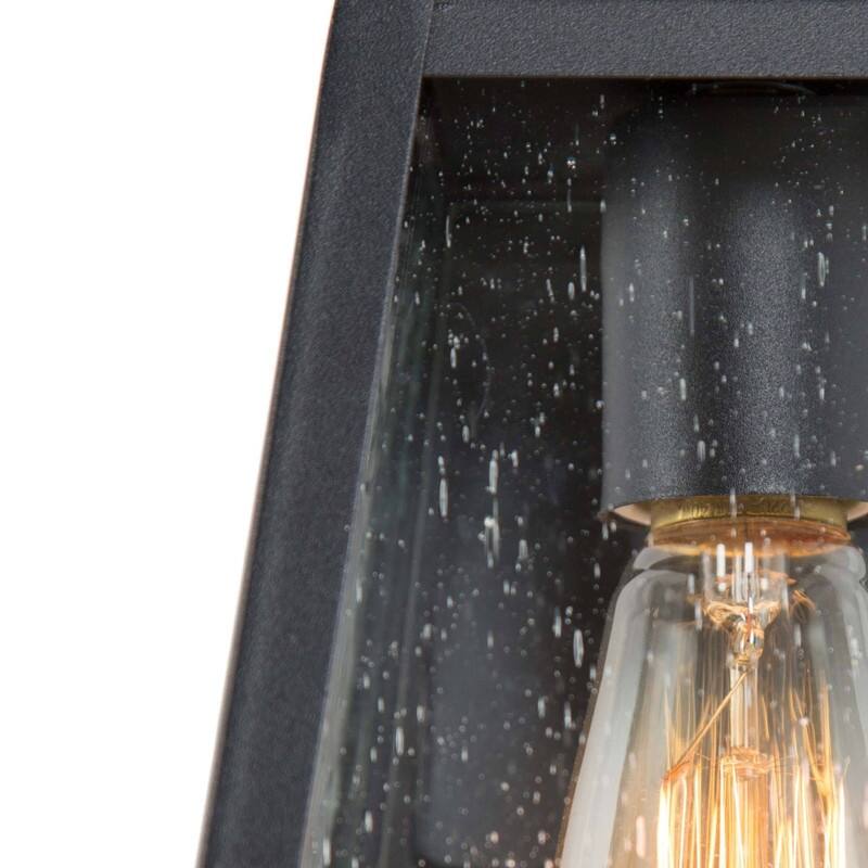 Modern Farmhouse Black 1-Light Outdoor Wall Sconce Glass Patio Lantern