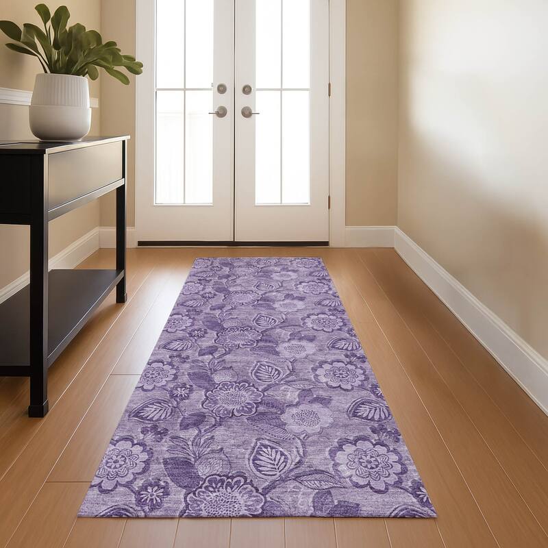 Premium Washable Super Soft Traditional Mayfield Rug - Plum - 2'3" x 7'6"