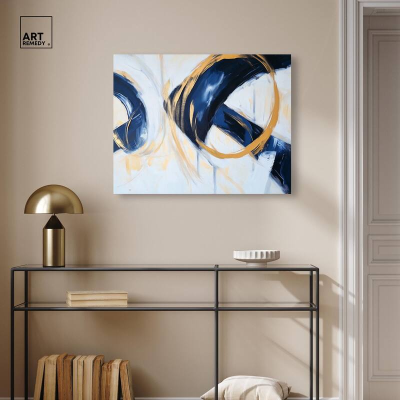Navy and Gold Rings II Canvas by Art Remedy, Gallery Wrapped
