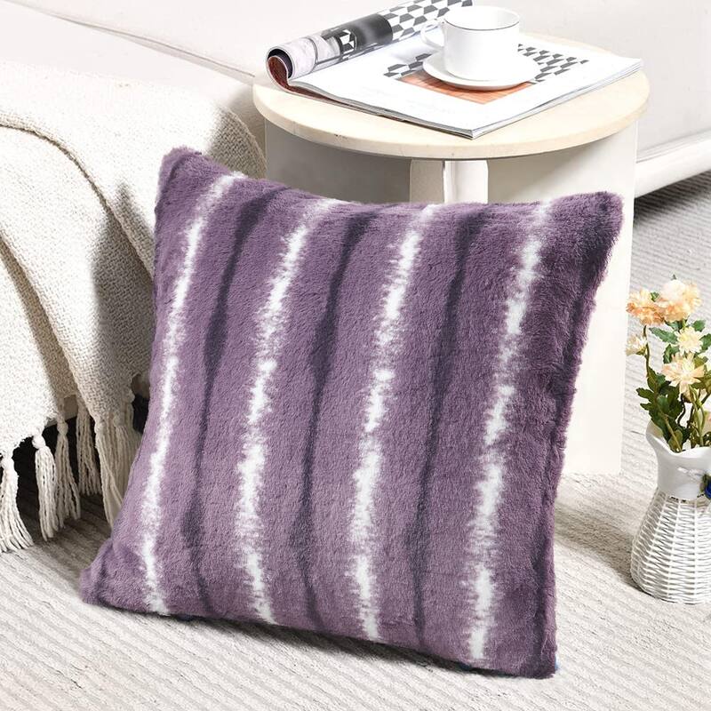Amanda Stripe fauxfur Throw Pillow Covers Set of 2, NO INSERT