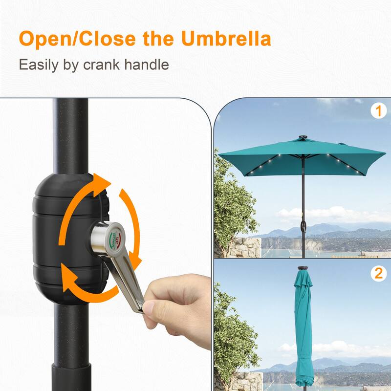 LIVOOSUN 6.5×6.5FT LED Square Patio Umbrella with UPF50+, Tilt Function, and Wind-Resistant Design——Experience Outdoor Comfort