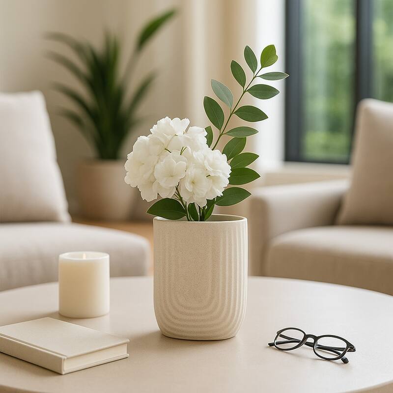 Rectangular Speckled Sand Upside Down Arch Vase - Ivory, 8"