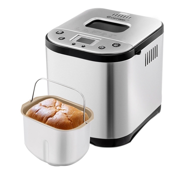 Shop Costway Automatic Bread Maker Stainless Steel Programmable 2LB