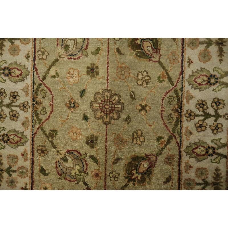 Hand Knotted Oriental 100% Wool Carpet Traditional All-Over Green Ziegler Runner Rug - 15' 8'' X 2' 6''