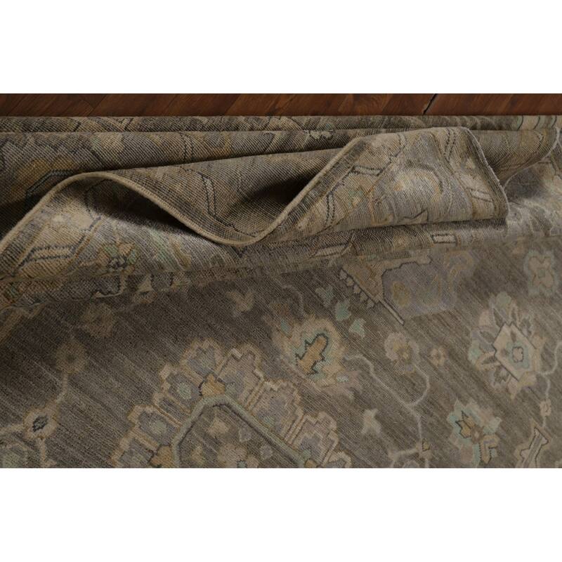 Vegetable Dye Oushak Turkish Area Rug Hand-Knotted Bedroom Wool Carpet - 9'1" x 12'0"