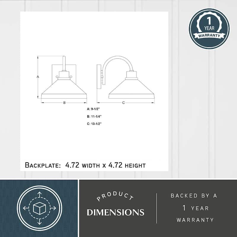 VAXCEL Highland Park Matte Black and White Outdoor Wall Sconce Light Fixture, Steel Shade with White Interior