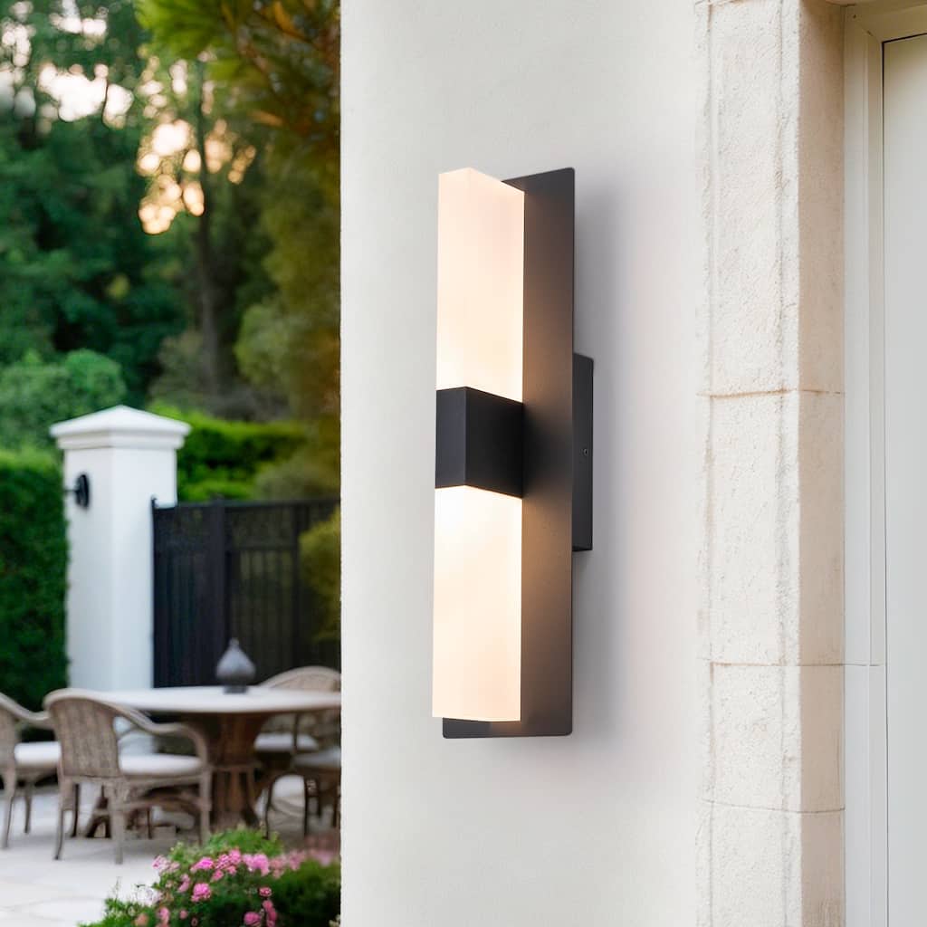 Dimmable LED Wall Sconce - Matte Black T-Shaped Frosted Acrylic