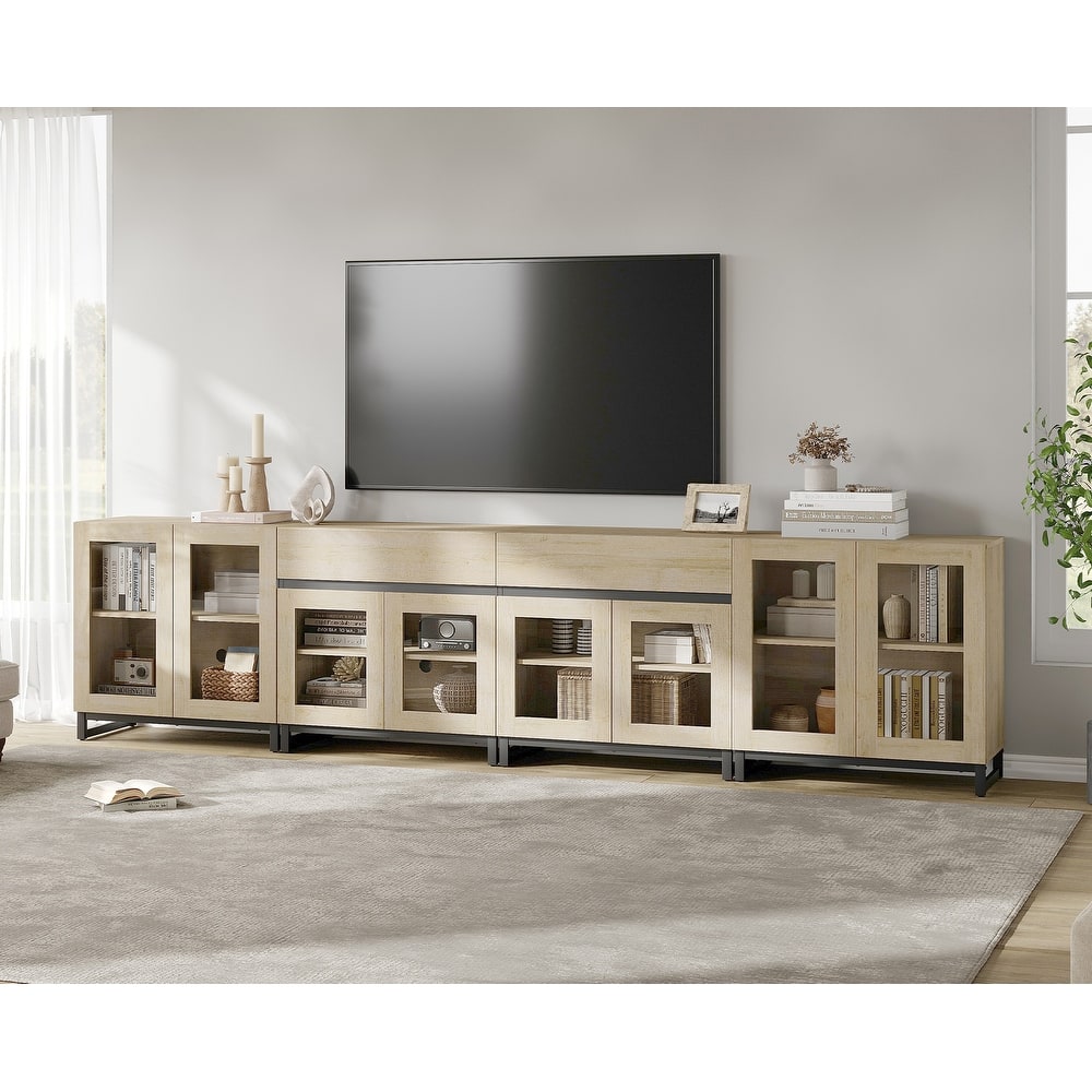 Modern TV Stand for 120" TVs, 4-in-1 Entertainment Center & Adjustable Shelf