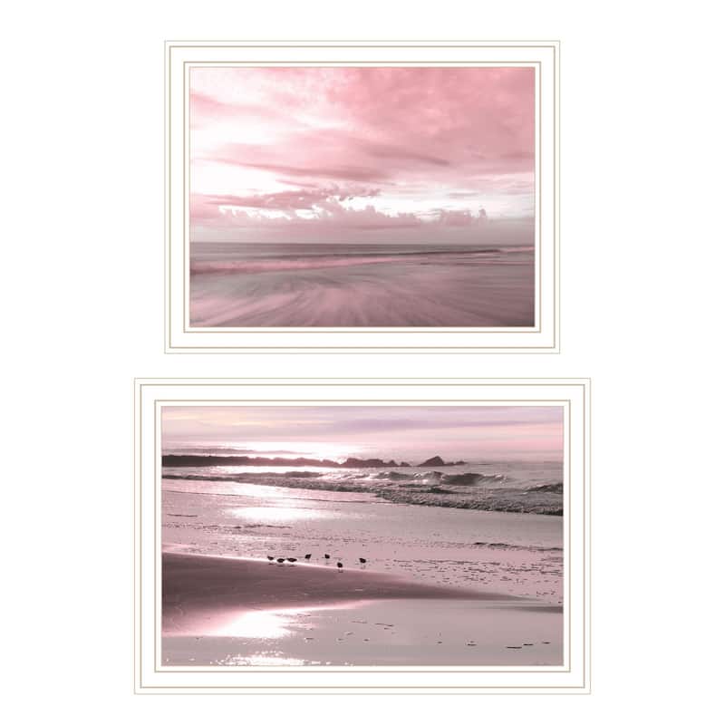 Trendy Decor 4U "Yes, believe it! Pink Beach Sand" Printed Framed Wall Art by Lori Deiter - White - 20 x 14